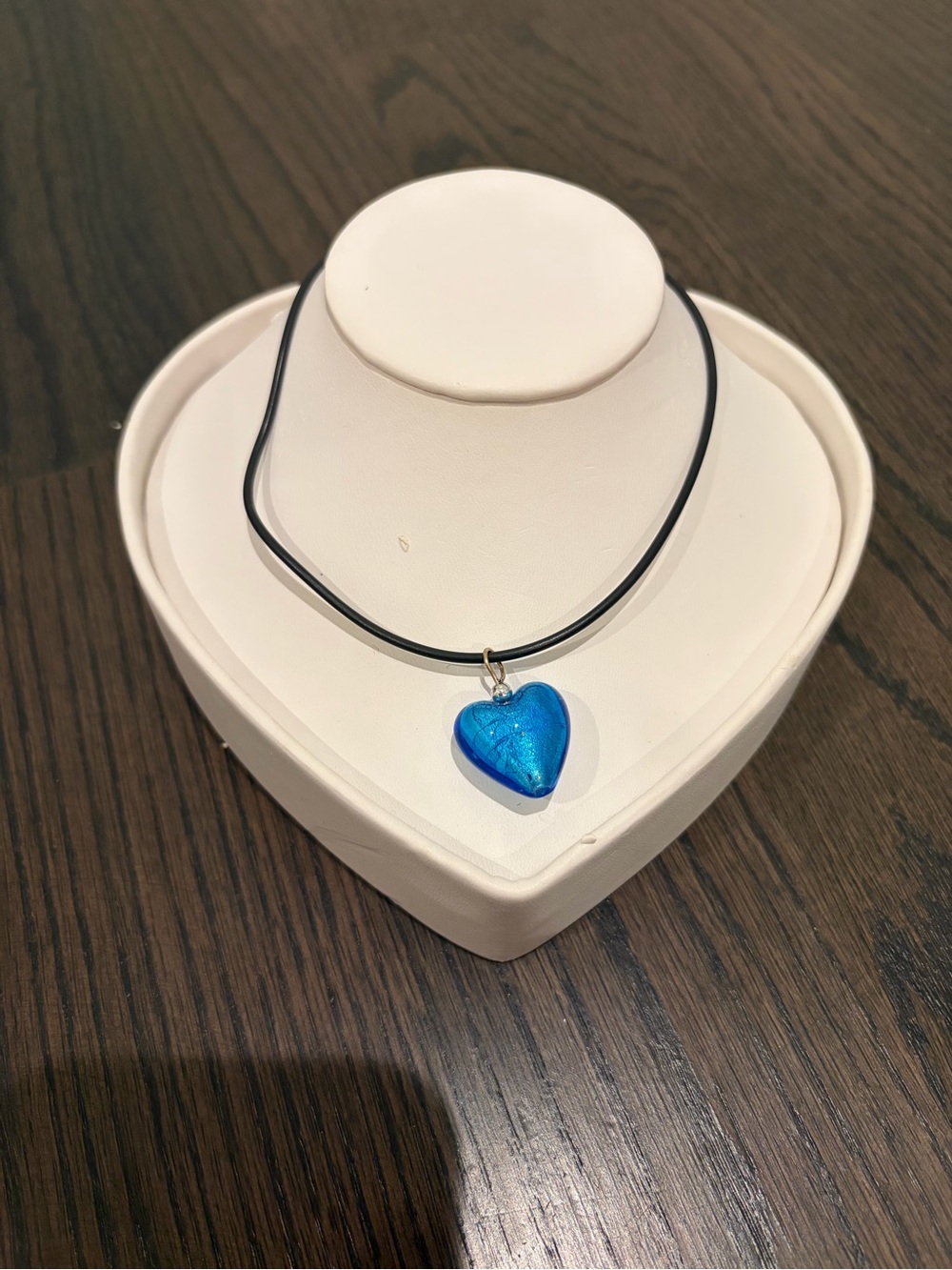 Murano Glass Blue Heart Pendant Necklace